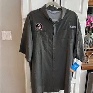 Columbia Men's XL PFG FL state Seminole Indians shirt  Gray BNWT
